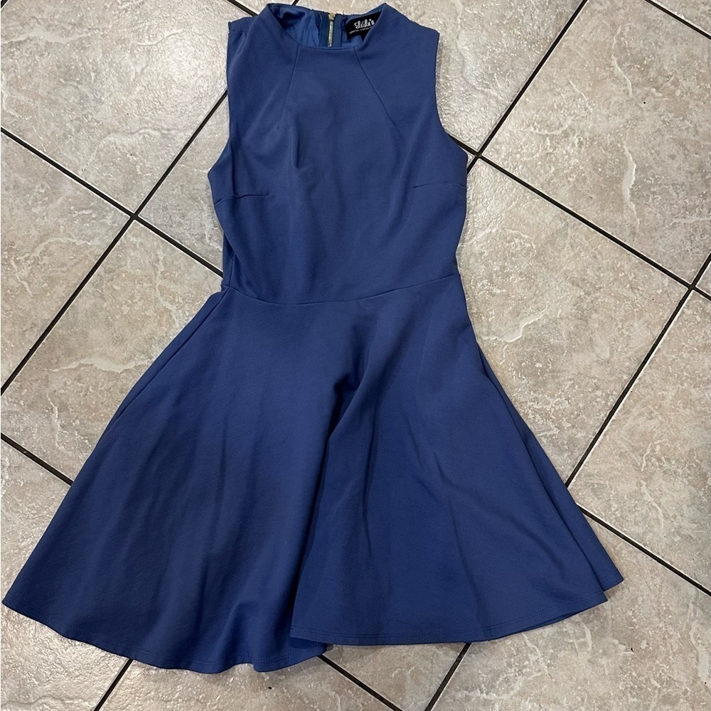 Lulus Sleek Blue Sleeveless Skater Dress Size XS